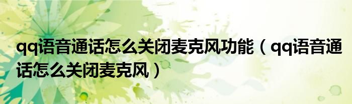 qq語音通話怎么關(guān)閉麥克風(fēng)功能（qq語音通話怎么關(guān)閉麥克風(fēng)）