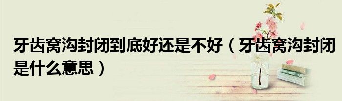 牙齒窩溝封閉到底好還是不好（牙齒窩溝封閉是什么意思）