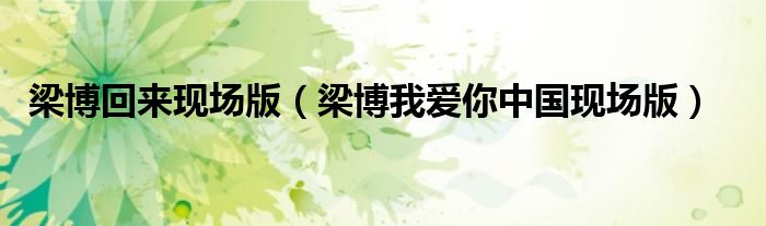 梁博回來現(xiàn)場版（梁博我愛你中國現(xiàn)場版）