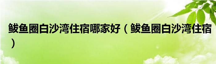 鲅魚圈白沙灣住宿哪家好（鲅魚圈白沙灣住宿）