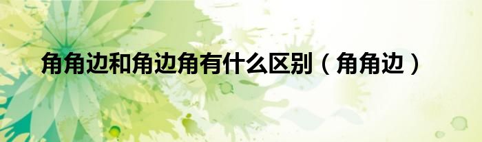 角角邊和角邊角有什么區(qū)別（角角邊）