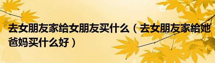 去女朋友家給女朋友買什么（去女朋友家給她爸媽買什么好）