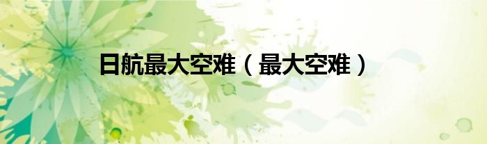 日航最大空難（最大空難）