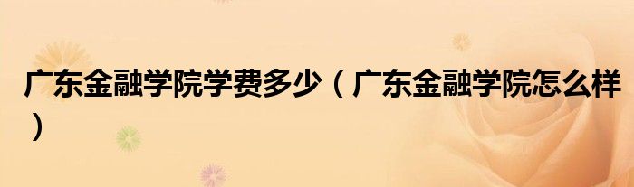 廣東金融學(xué)院學(xué)費多少（廣東金融學(xué)院怎么樣）
