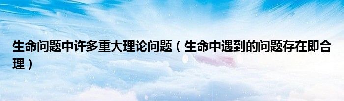 生命問題中許多重大理論問題（生命中遇到的問題存在即合理）