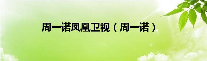 周一諾鳳凰衛(wèi)視（周一諾）