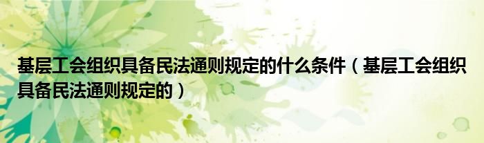 基層工會組織具備民法通則規(guī)定的什么條件（基層工會組織具備民法通則規(guī)定的）