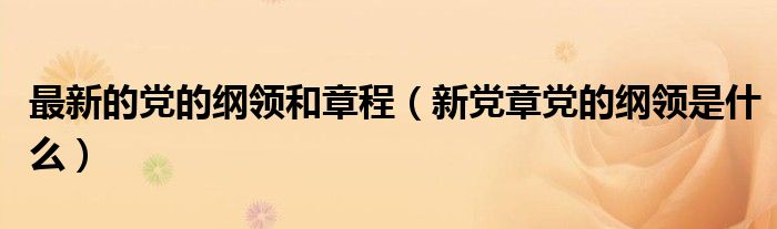 最新的黨的綱領和章程（新黨章黨的綱領是什么）