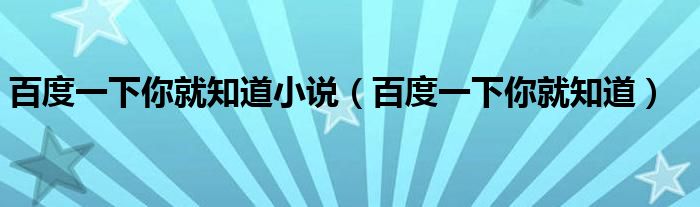 百度一下你就知道小說（百度一下你就知道）