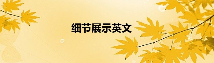 細節(jié)展示英文