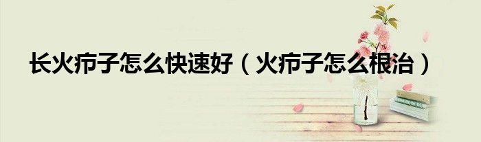 長(zhǎng)火癤子怎么快速好（火癤子怎么根治）