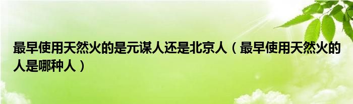 最早使用天然火的是元謀人還是北京人（最早使用天然火的人是哪種人）