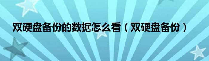 雙硬盤備份的數(shù)據(jù)怎么看（雙硬盤備份）