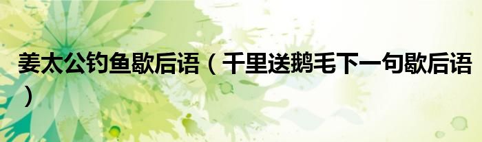 姜太公釣魚歇后語（千里送鵝毛下一句歇后語）