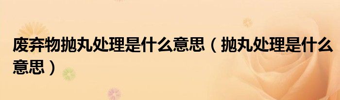 廢棄物拋丸處理是什么意思（拋丸處理是什么意思）