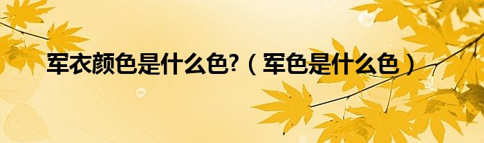 軍衣顏色是什么色?（軍色是什么色）