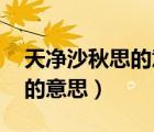 天凈沙秋思的意思古詩的意思（天凈沙 秋思的意思）