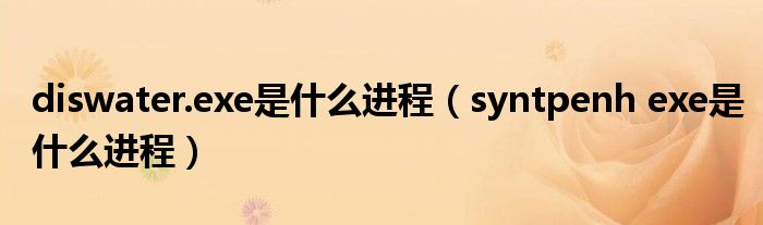 diswater.exe是什么進(jìn)程（syntpenh exe是什么進(jìn)程）