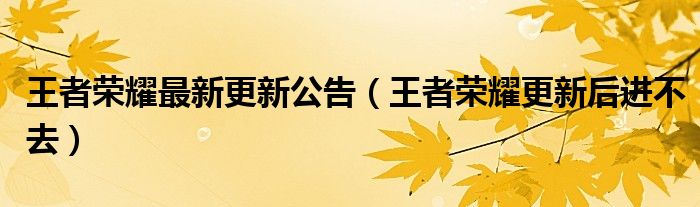王者榮耀最新更新公告（王者榮耀更新后進(jìn)不去）