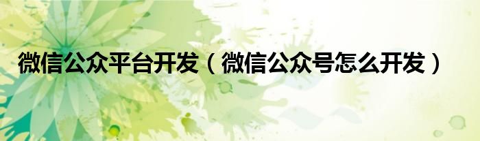 微信公眾平臺(tái)開(kāi)發(fā)（微信公眾號(hào)怎么開(kāi)發(fā)）