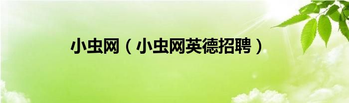 小蟲網(wǎng)（小蟲網(wǎng)英德招聘）