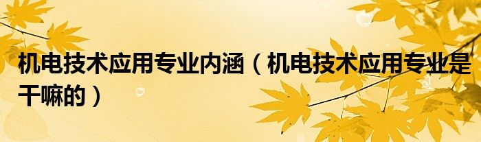 機(jī)電技術(shù)應(yīng)用專(zhuān)業(yè)內(nèi)涵（機(jī)電技術(shù)應(yīng)用專(zhuān)業(yè)是干嘛的）