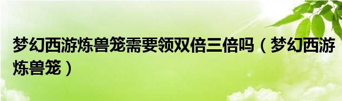 夢幻西游煉獸籠需要領(lǐng)雙倍三倍嗎（夢幻西游煉獸籠）