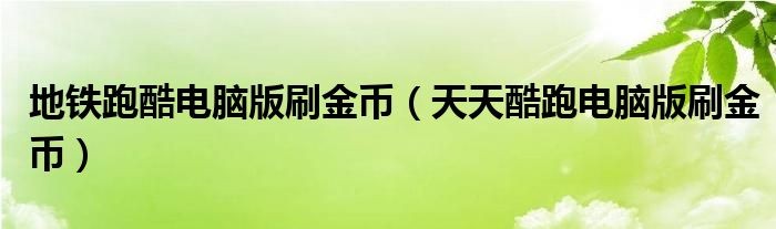 地鐵跑酷電腦版刷金幣（天天酷跑電腦版刷金幣）