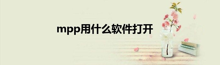 mpp用什么軟件打開