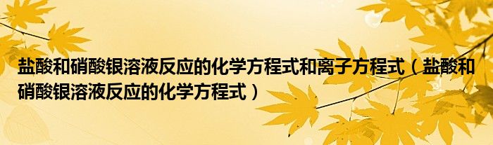鹽酸和硝酸銀溶液反應(yīng)的化學(xué)方程式和離子方程式（鹽酸和硝酸銀溶液反應(yīng)的化學(xué)方程式）