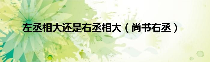 左丞相大還是右丞相大（尚書右丞）