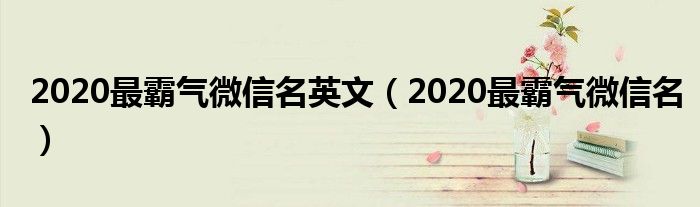 2020最霸氣微信名英文（2020最霸氣微信名）