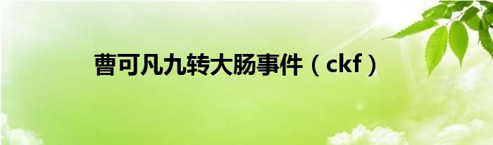 曹可凡九轉(zhuǎn)大腸事件（ckf）