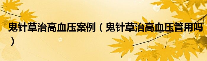 鬼針草治高血壓案例（鬼針草治高血壓管用嗎）