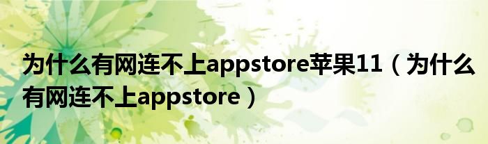 為什么有網(wǎng)連不上appstore蘋(píng)果11（為什么有網(wǎng)連不上appstore）