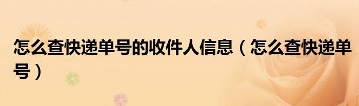 怎么查快遞單號(hào)的收件人信息（怎么查快遞單號(hào)）