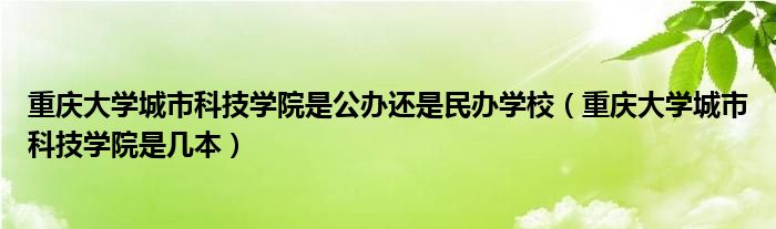 重慶大學城市科技學院是公辦還是民辦學校（重慶大學城市科技學院是幾本）