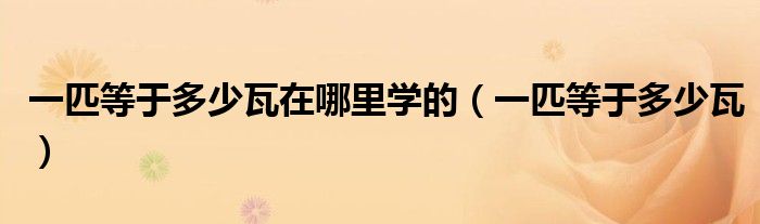 一匹等于多少瓦在哪里學(xué)的（一匹等于多少瓦）