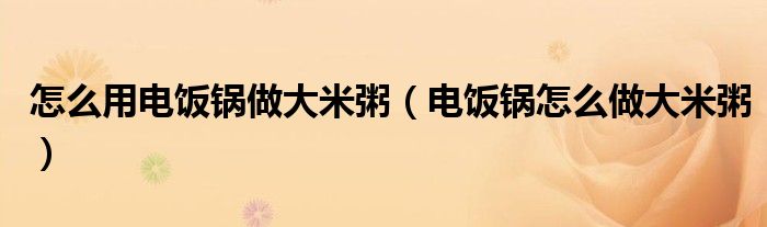怎么用電飯鍋做大米粥（電飯鍋怎么做大米粥）