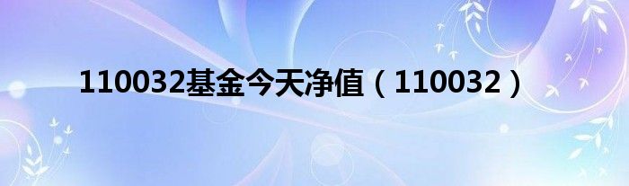 110032基金今天凈值（110032）