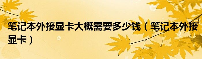 筆記本外接顯卡大概需要多少錢（筆記本外接顯卡）