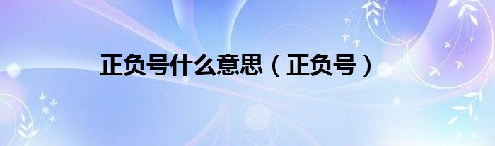 正負(fù)號(hào)什么意思（正負(fù)號(hào)）