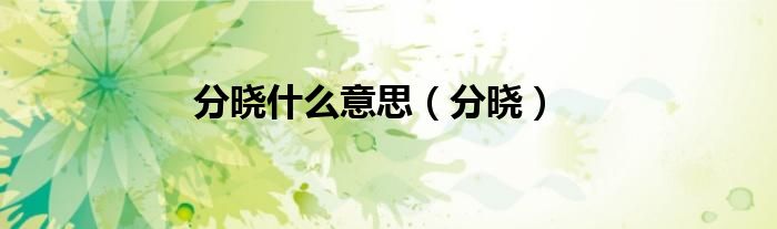 分曉什么意思（分曉）