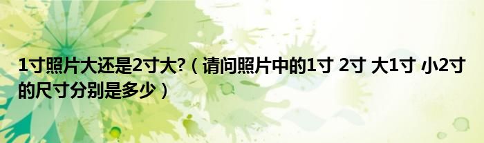 1寸照片大還是2寸大?（請問照片中的1寸 2寸 大1寸 小2寸的尺寸分別是多少）