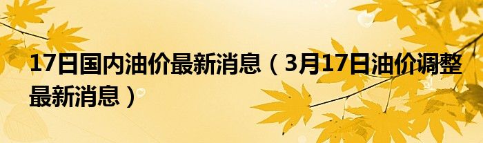 17日國內油價最新消息（3月17日油價調整最新消息）