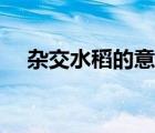 雜交水稻的意義數(shù)據(jù)（雜交水稻的意義）