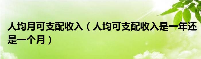 人均月可支配收入（人均可支配收入是一年還是一個月）