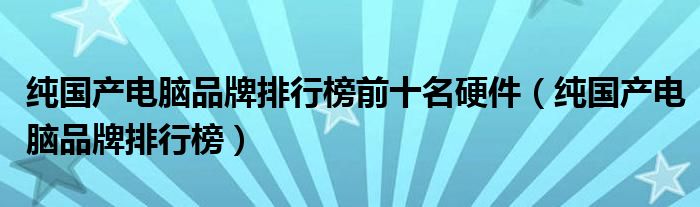 純國產(chǎn)電腦品牌排行榜前十名硬件（純國產(chǎn)電腦品牌排行榜）