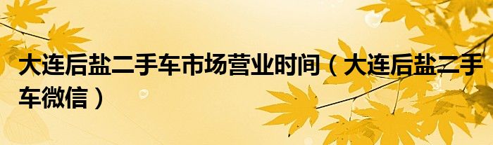 大連后鹽二手車(chē)市場(chǎng)營(yíng)業(yè)時(shí)間（大連后鹽二手車(chē)微信）