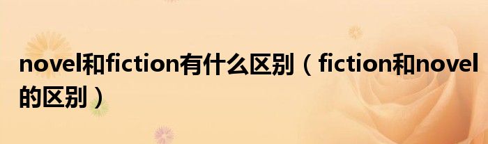 novel和fiction有什么區(qū)別（fiction和novel的區(qū)別）